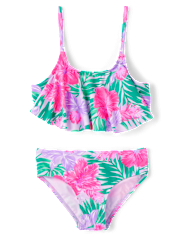 Tween Girls Floral Ruffle Bikini Swimsuit