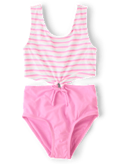 Tween Girls Print Cut Out One Piece Swimsuit