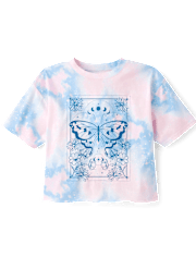 Girls Cropped Oversized Graphic Tee