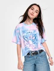 Girls Cropped Oversized Graphic Tee