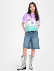 Girls Cropped Oversized Graphic Tee