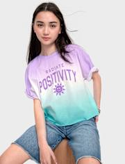 Girls Cropped Oversized Graphic Tee