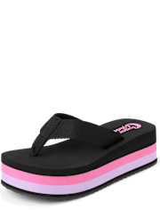 Tween Girls Striped Platform Flip Flops