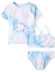 Tween Girls Print Rashguard Swimsuit