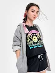 Girls Cropped Oversized Graphic Tee