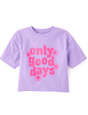 Girls Cropped Oversized Graphic Tee