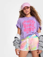 Girls Cropped Oversized Graphic Tee