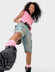 Tween Denim Baggy Cargo Jorts