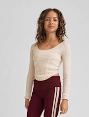 Tween Girls Ribbed Corset Top