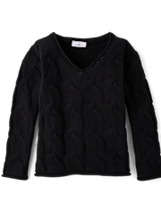 Tween Girls Oversized Cable Knit Sweater