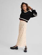 Tween Girls Floral Mesh Maxi Skirt