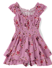 Tween Girls Floral Smocked Romper