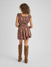 Tween Girls Floral Smocked Romper