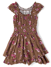 Tween Girls Floral Smocked Romper