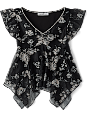 Tween Girls Mesh Asymmetrical Top
