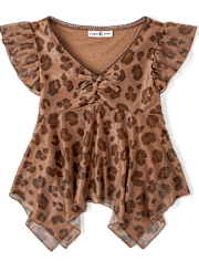 Tween Girls Mesh Asymmetrical Top