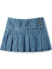 Tween Girls Pleated Low Rise Denim Skort