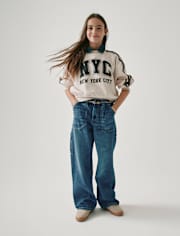 Tween Girls Baggy Utility Jeans
