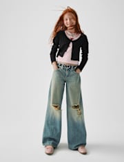 Tween Girls Destructed Super Baggy Jeans