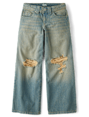 Tween Girls Destructed Super Baggy Jeans