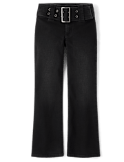Tween Girls Wide Belt Bootcut Jeans
