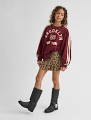 Tween Girls Leopard Pleated Skort