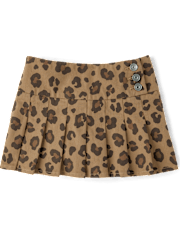 Tween Girls Leopard Pleated Skort
