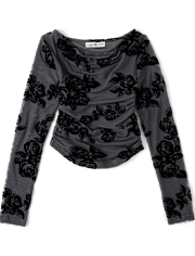 Tween Girls Mesh Cowl Neck Top