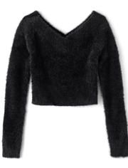 Tween Girls Eyelash V Neck Sweater