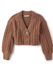 Tween Girls Chenille V Neck Cardigan