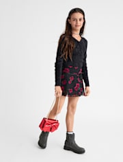 Tween Girls Floral Chiffon Faux Wrap Skort