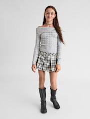 Tween Girls Plaid Pleated Skort