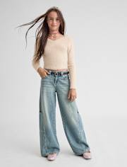 Tween Girls Seamed Baggy Cargo Jeans