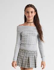 Tween Girls Off Shoulder Sweater