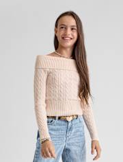 Tween Girls Off Shoulder Sweater