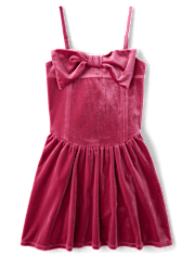 Tween Girls Bow Velour Dress