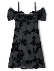 Tween Girls Textured Floral Off-Shoulder Dress