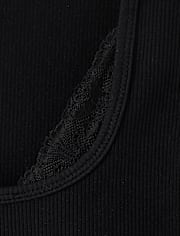 Tween Girls Lace Ribbed Seamless Top