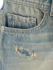 Tween Girls Ripped Shortie Jean Shorts