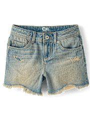 Tween Girls Ripped Shortie Jean Shorts