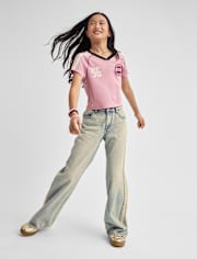 Tween Girls Lace Trim Baggy Jeans