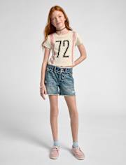 Tween Girls Ripped Relaxed Midi Jean Shorts