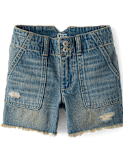 Tween Girls Ripped Relaxed Midi Jean Shorts