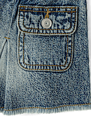 Tween Girls Pleated Denim Cargo Skort