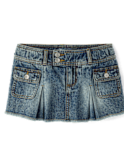 Tween Girls Pleated Denim Cargo Skort