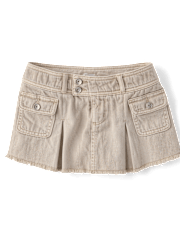 Tween Girls Garment Dyed Pleated Denim Cargo Skort