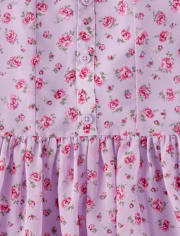 Tween Girls Floral Button Front Dress