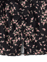 Tween Girls Floral Cinched Split Front Top