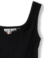 Tween Girls Ribbed Lace Corset Tank Top