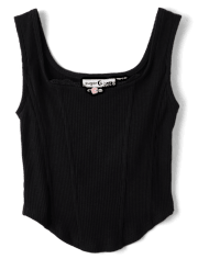 Tween Girls Ribbed Lace Corset Tank Top